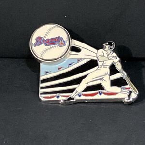 Atlanta Braves MLB Pinback Collectible, Sliding Baseball Lapel Pin, Braves‎ Fan